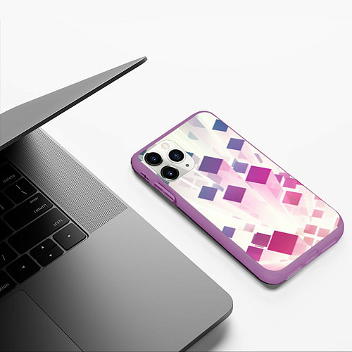 Чехол iPhone 11 Pro матовый Неоновый эквалайзер-негатив / 3D-Фиолетовый – фото 3