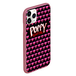 Чехол iPhone 11 Pro матовый Poppy Playtime - Kissy Missy Pattern - Huggy Wuggy, цвет: 3D-малиновый — фото 2