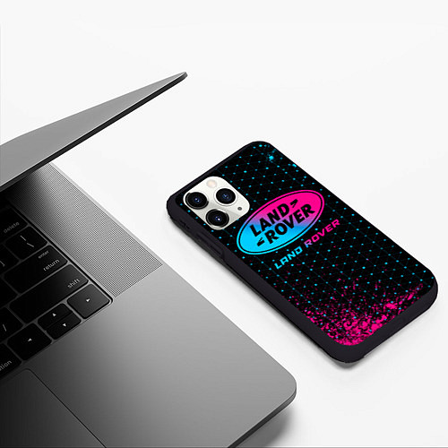 Чехол iPhone 11 Pro матовый Land Rover - neon gradient / 3D-Черный – фото 3