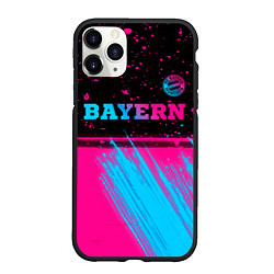 Чехол iPhone 11 Pro матовый Bayern - neon gradient: символ сверху, цвет: 3D-черный