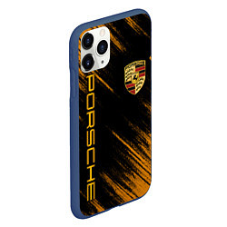 Чехол iPhone 11 Pro матовый Порше - Оранжевые потертости, цвет: 3D-тёмно-синий — фото 2