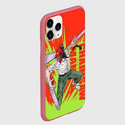 Чехол iPhone 11 Pro матовый Человек-бензопила : Дэндзи резня, цвет: 3D-малиновый — фото 2