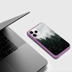 Чехол iPhone 11 Pro матовый Туманный хвойный лес, цвет: 3D-фиолетовый — фото 2