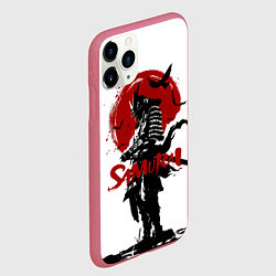 Чехол iPhone 11 Pro матовый Самурай и Красное Солнце, цвет: 3D-малиновый — фото 2