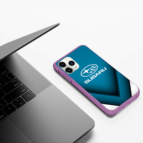 Чехол iPhone 11 Pro матовый Subaru - абстракция / 3D-Фиолетовый – фото 3