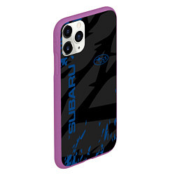 Чехол iPhone 11 Pro матовый Subaru - следы шин, цвет: 3D-фиолетовый — фото 2