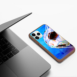 Чехол iPhone 11 Pro матовый Футбольный мяч в сетке ворот, цвет: 3D-коричневый — фото 2