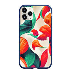 Чехол iPhone 11 Pro матовый Элегантный цветочный орнамент, цвет: 3D-тёмно-синий