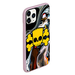 Чехол iPhone 11 Pro матовый Череп Барта Симпсона!, цвет: 3D-розовый — фото 2