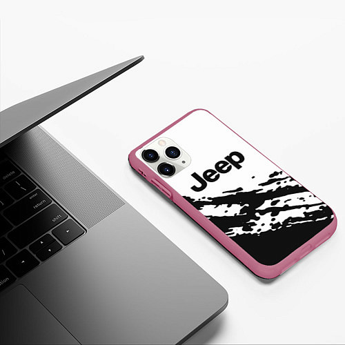 Чехол iPhone 11 Pro матовый Jeep - textura / 3D-Малиновый – фото 3