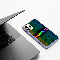 Чехол iPhone 11 Pro матовый Радужные точки - Rainbow, цвет: 3D-светло-сиреневый — фото 2