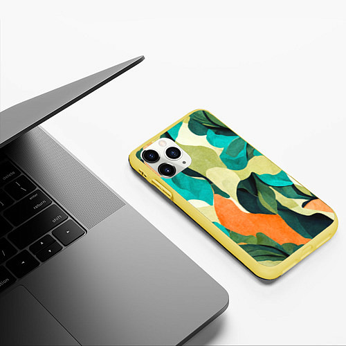 Чехол iPhone 11 Pro матовый Multicoloured camouflage / 3D-Желтый – фото 3