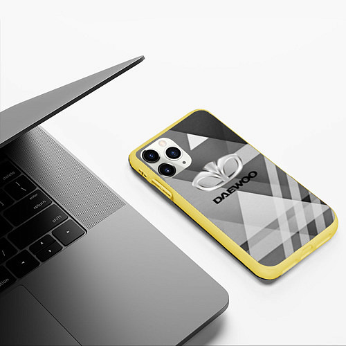 Чехол iPhone 11 Pro матовый Daewoo - logo / 3D-Желтый – фото 3