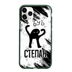 Чехол iPhone 11 Pro матовый Кот ъуъ Степан, цвет: 3D-темно-зеленый