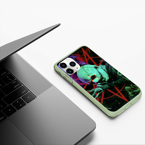Чехол iPhone 11 Pro матовый Slipknot-Corey Taylor / 3D-Салатовый – фото 3