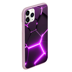 Чехол iPhone 11 Pro матовый Фиолетовые неоновые геометрические плиты, цвет: 3D-розовый — фото 2