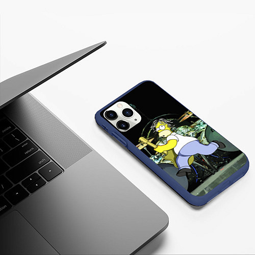 Чехол iPhone 11 Pro матовый Гомер Симпсон - рок гитарист / 3D-Тёмно-синий – фото 3