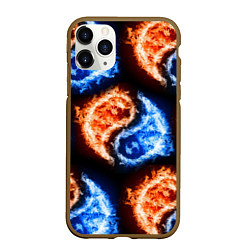 Чехол iPhone 11 Pro матовый Инь - янь, огонь - вода, паттерн, цвет: 3D-коричневый