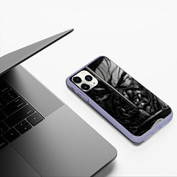 Чехол iPhone 11 Pro матовый Дзин и его катана, цвет: 3D-светло-сиреневый — фото 2