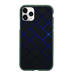Чехол iPhone 11 Pro матовый Неоновая текстура прямоугольники, цвет: 3D-темно-зеленый