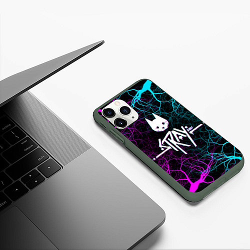 Чехол iPhone 11 Pro матовый Stray - neon / 3D-Темно-зеленый – фото 3