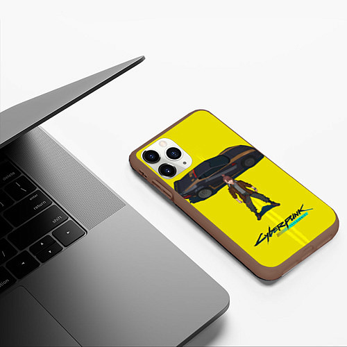 Чехол iPhone 11 Pro матовый Киберпанк Бегущий по краю арт / 3D-Коричневый – фото 3