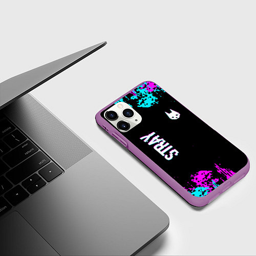 Чехол iPhone 11 Pro матовый Stray - краска / 3D-Фиолетовый – фото 3