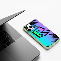 Чехол iPhone 11 Pro матовый Roblox neon logo, цвет: 3D-салатовый — фото 2