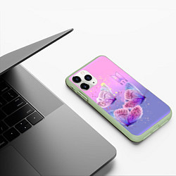 Чехол iPhone 11 Pro матовый BTS красивые бабочки, цвет: 3D-салатовый — фото 2