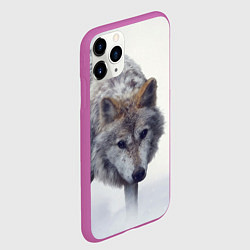 Чехол iPhone 11 Pro матовый Волк зимой, цвет: 3D-фиолетовый — фото 2
