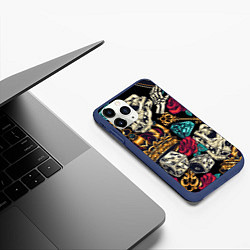 Чехол iPhone 11 Pro матовый Тату алмаза и черепа, цвет: 3D-тёмно-синий — фото 2