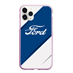 Чехол iPhone 11 Pro матовый Ford - СИНЯЯ ПОЛОСА, цвет: 3D-розовый