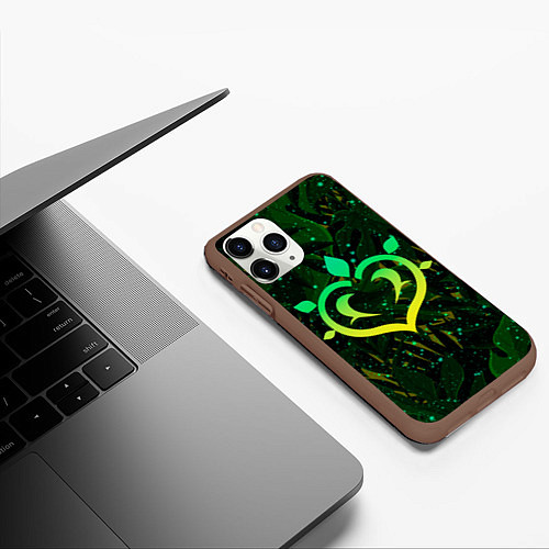 Чехол iPhone 11 Pro матовый Дендро стихия Геншин импакт / 3D-Коричневый – фото 3
