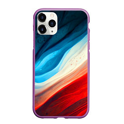 Чехол iPhone 11 Pro матовый Неоновые яркие волны, цвет: 3D-фиолетовый