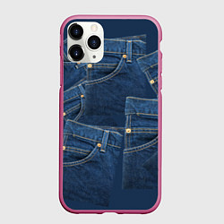 Чехол iPhone 11 Pro матовый Джинсовка jeans, цвет: 3D-малиновый
