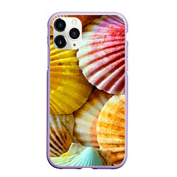 Чехол iPhone 11 Pro матовый Разноцветные створки океанских раковин, цвет: 3D-светло-сиреневый