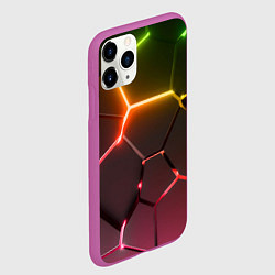 Чехол iPhone 11 Pro матовый Неоновые радужные плиты, цвет: 3D-фиолетовый — фото 2