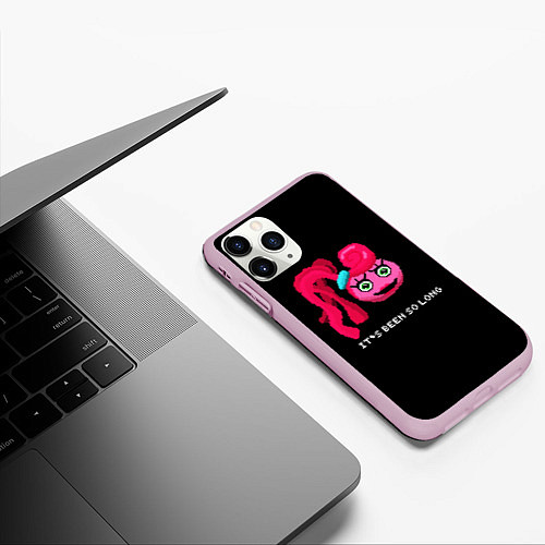 Чехол iPhone 11 Pro матовый Мамочка длинные ноги пиксель / 3D-Розовый – фото 3