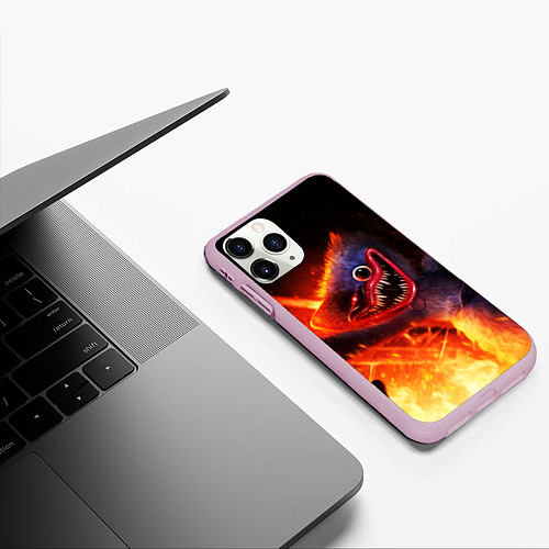 Чехол iPhone 11 Pro матовый Хагги Вагги в огне / 3D-Розовый – фото 3