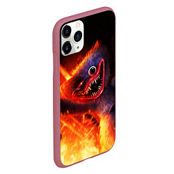 Чехол iPhone 11 Pro матовый Хагги Вагги в огне, цвет: 3D-малиновый — фото 2