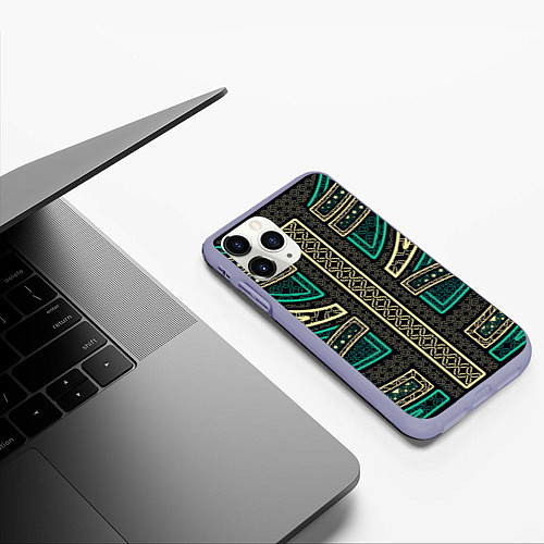 Чехол iPhone 11 Pro матовый Узоры кольчуга / 3D-Светло-сиреневый – фото 3