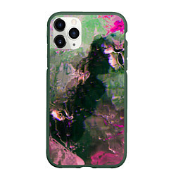 Чехол iPhone 11 Pro матовый Абстрактные краски и силуэты, цвет: 3D-темно-зеленый