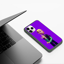 Чехол iPhone 11 Pro матовый Lil Peep На Фиолетовом Фоне, цвет: 3D-темно-зеленый — фото 2