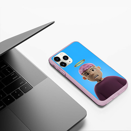 Чехол iPhone 11 Pro матовый Lil Peep С Нимбом / 3D-Розовый – фото 3