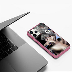 Чехол iPhone 11 Pro матовый BTS Jimin With Microphone, цвет: 3D-малиновый — фото 2