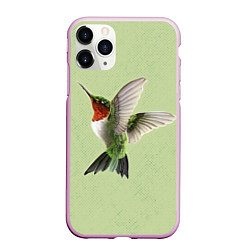 Чехол iPhone 11 Pro матовый Одинокая колибри, цвет: 3D-розовый