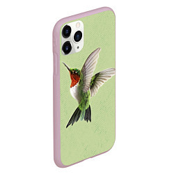 Чехол iPhone 11 Pro матовый Одинокая колибри, цвет: 3D-розовый — фото 2