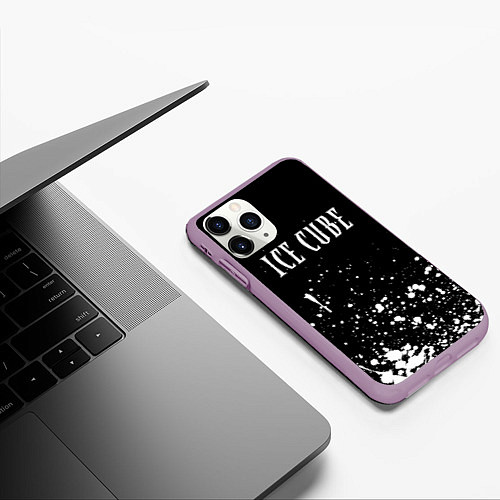 Чехол iPhone 11 Pro матовый Ice Cube - брызги краски / 3D-Сиреневый – фото 3