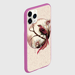 Чехол iPhone 11 Pro матовый Кукушка на ветке, цвет: 3D-фиолетовый — фото 2