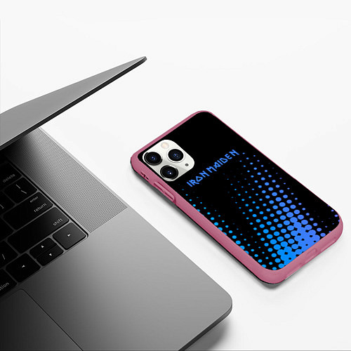 Чехол iPhone 11 Pro матовый Iron Maiden - neon / 3D-Малиновый – фото 3